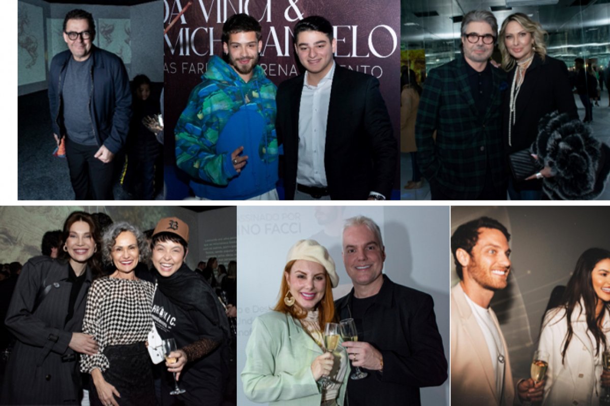 Famosos marcam presença na abertura da exposição imersiva “Da Vinci e Michelangelo – As Farpas do Renascimento”!