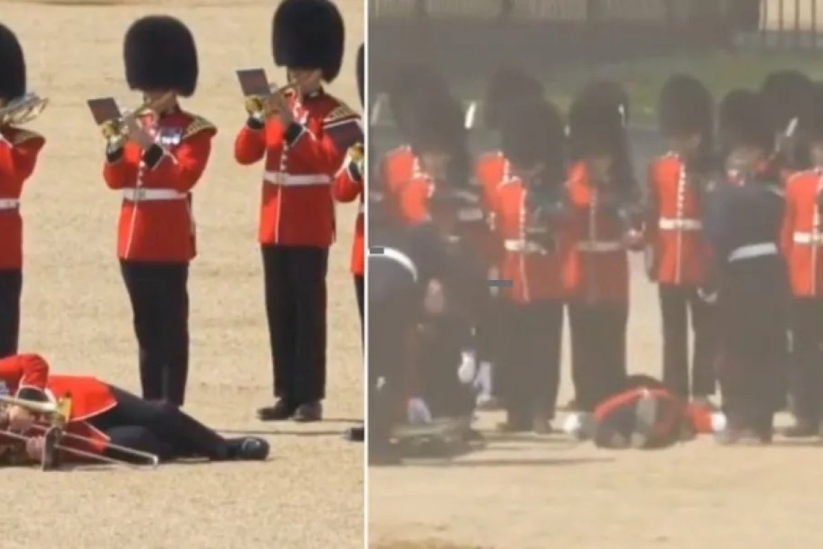 Guardas reais desmaiam por causa do calor em evento com príncipe William