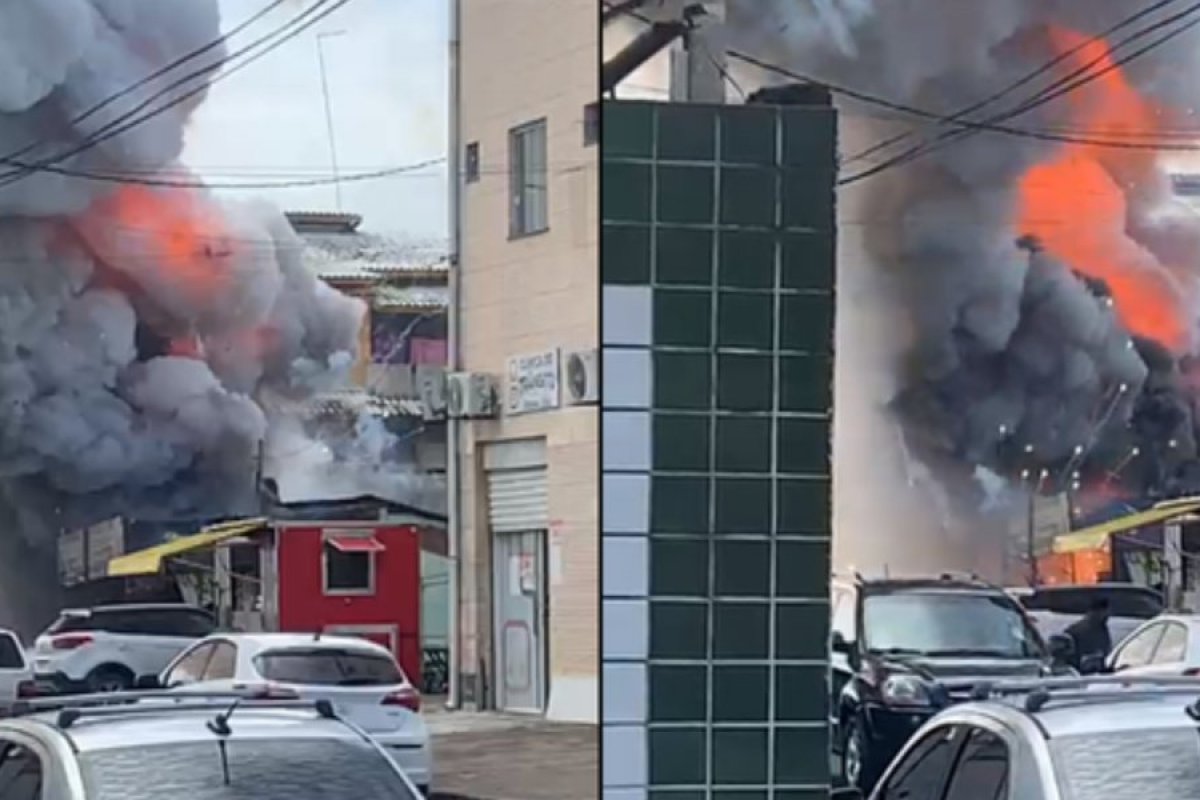 Vídeo: loja de fogos de artifícios pega fogo em Simões Filho