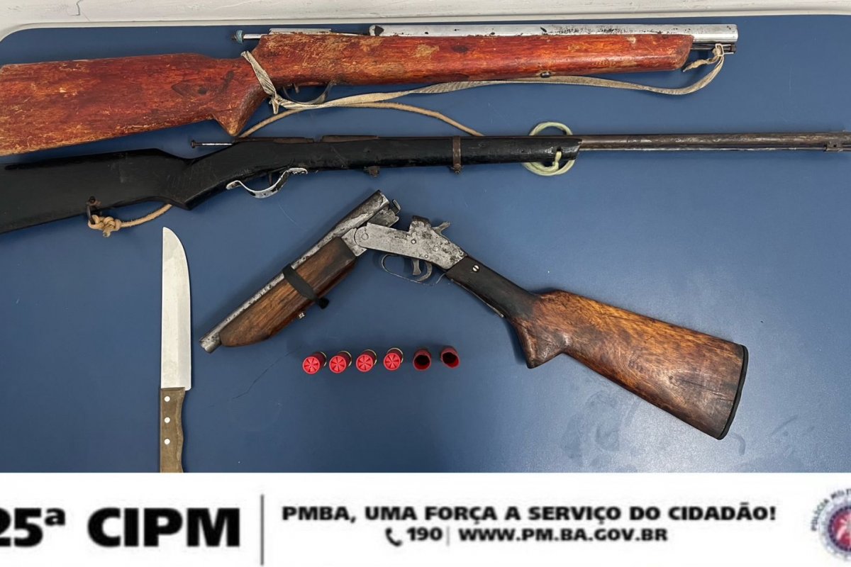 Polícia Militar apreende sete armas e recupera veículo roubado em ações no interior da Bahia