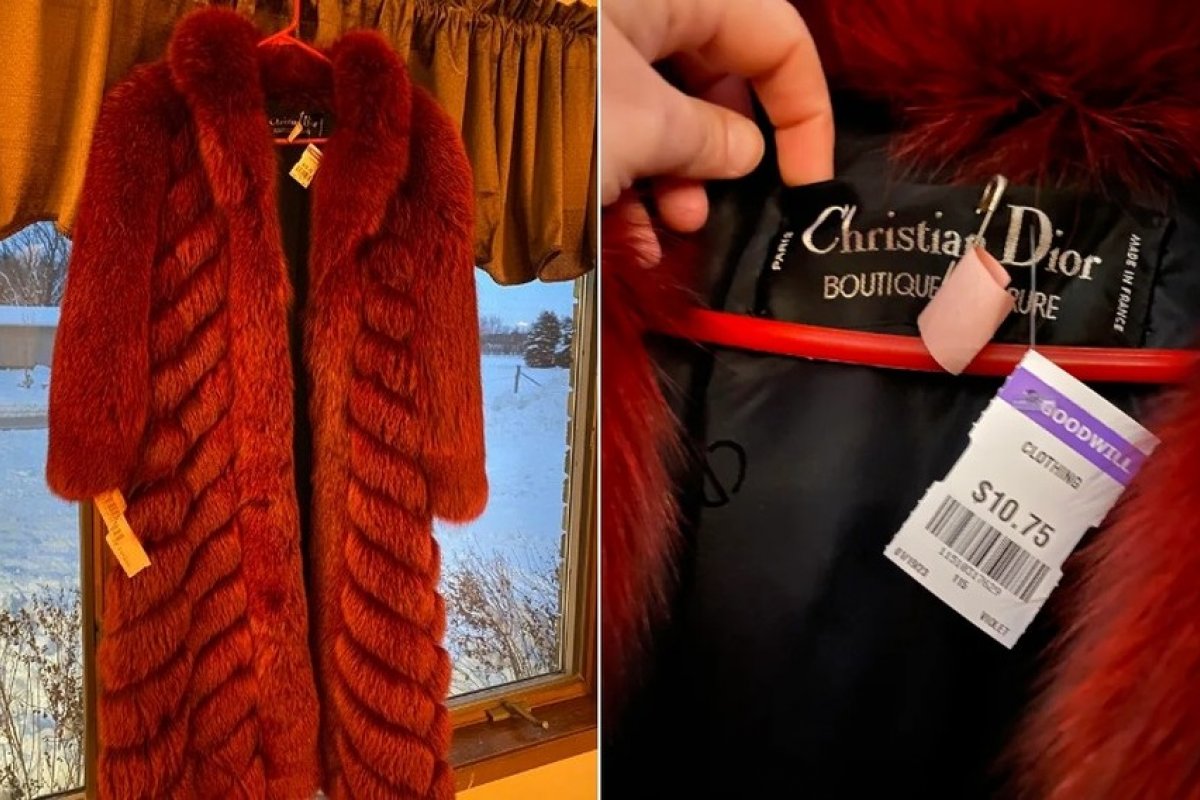 Mulher encontra casaco de pele Dior por apenas US$ 10,75 em brechó!