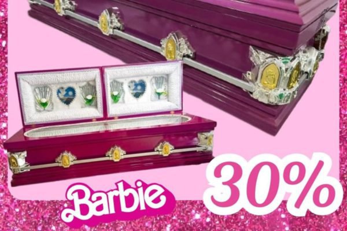 Funerária aposta em caixões rosa-choque com tema da Barbie!