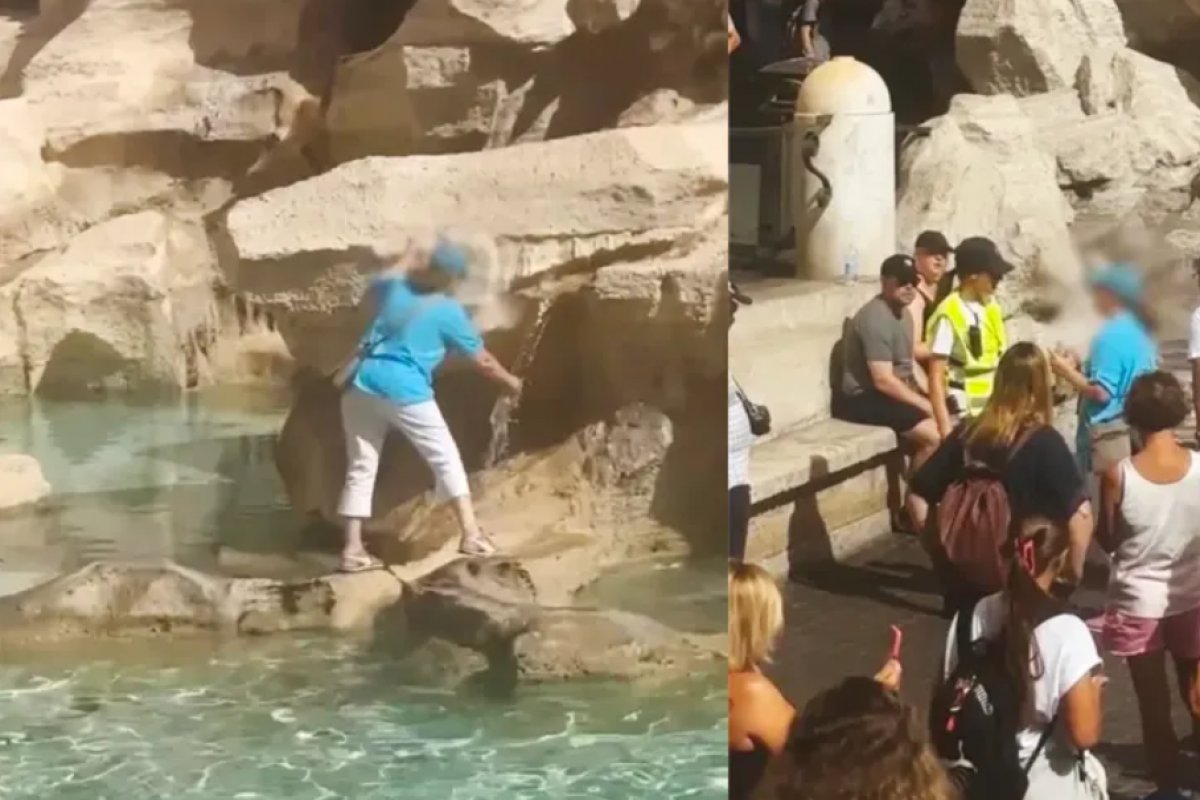 Turista é acusada de vandalismo após subir na Fonte de Trevi, em Roma, para encher garrafa d'água