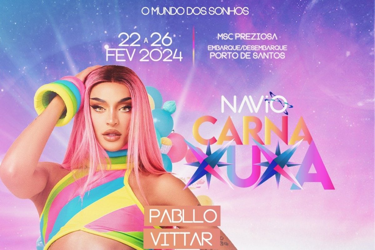 Pablo Vittar é mais uma atração confirmada para o navio "Carna Xuxa"! 