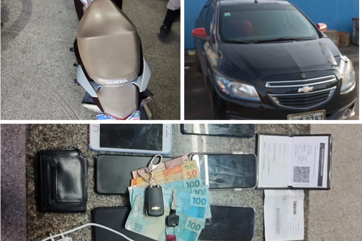 Simões Filho: PM Recupera moto roubada, apreende drogas e detêm quatro suspeitos