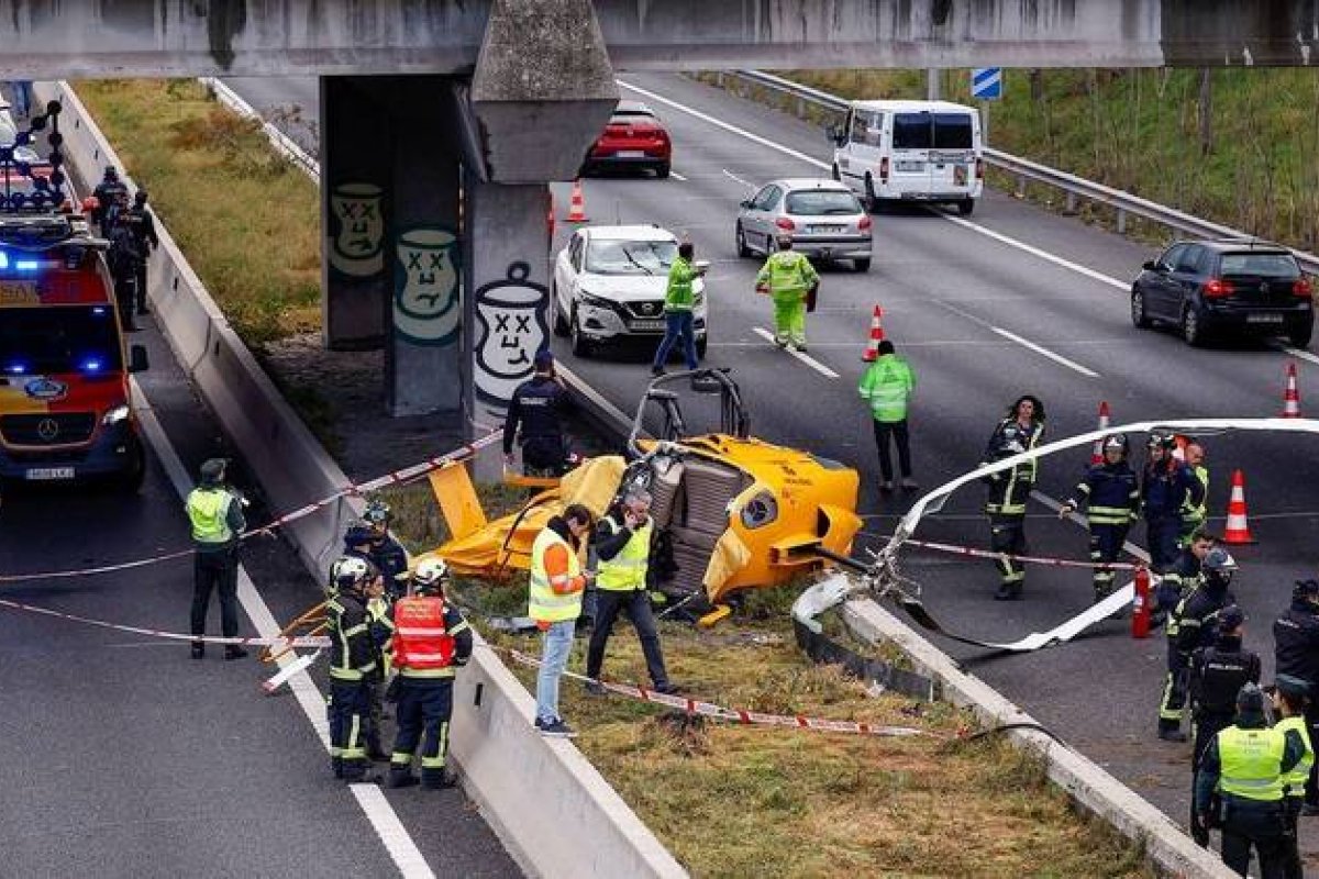 Queda de helicóptero em Madri deixa três feridos e atinge carro
