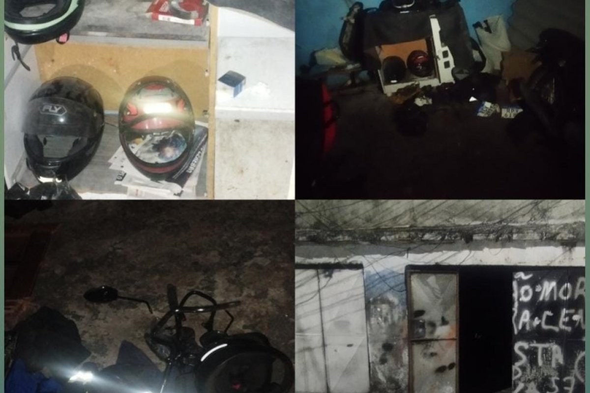 PM desmonta oficina de desmanche de motocicletas em Fazenda Grande