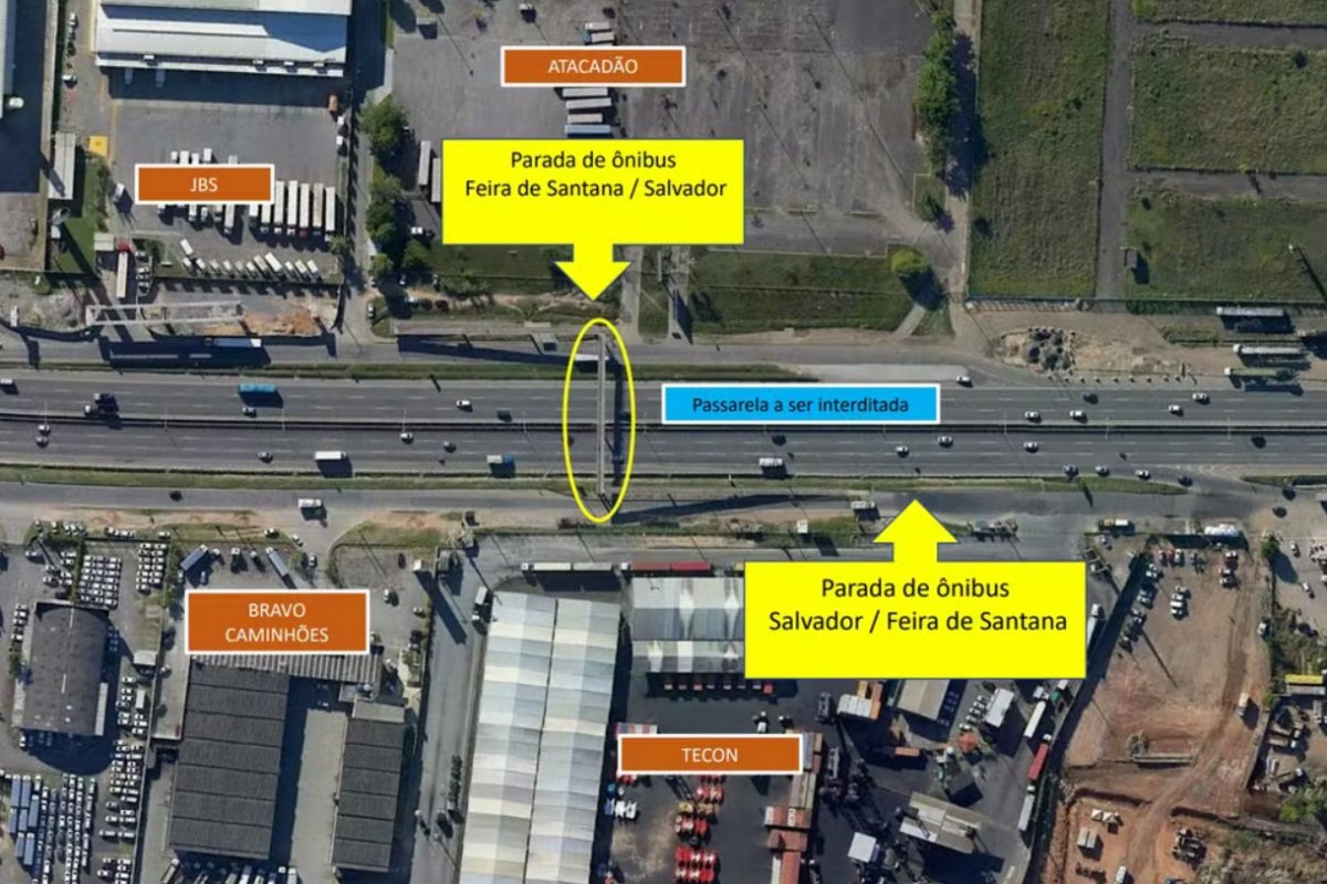Obra de ampliação da passarela na BR-324, em Salvador, é adiada para janeiro