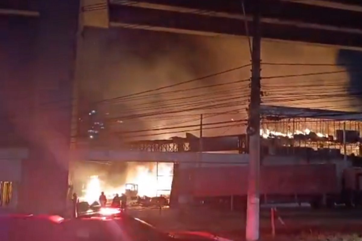 Vídeo: Incêndio destrói galpão e assusta moradores em Embu das Artes, Grande São Paulo