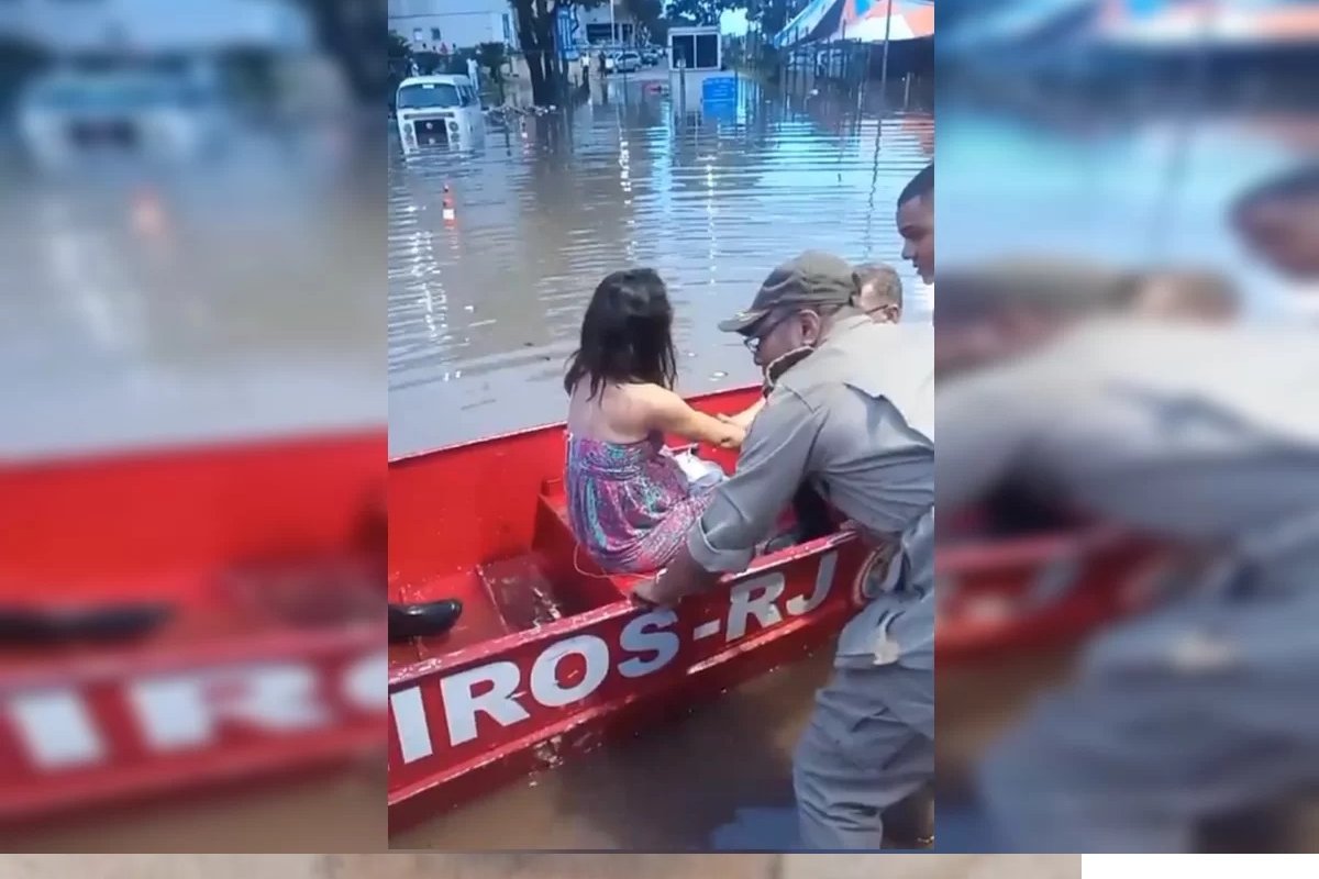 Vídeo: grávida em trabalho de parto é resgatada durante enchente no Rio