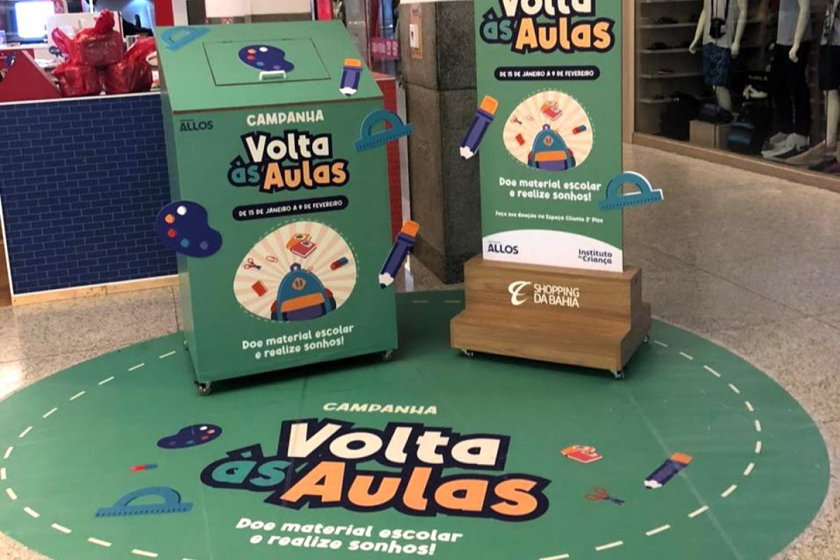Shopping promove campanha para doação de materiais escolares em Salvador