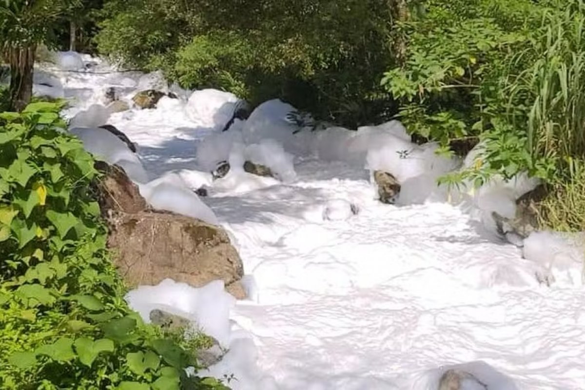 Caminhão tomba, pega fogo e deixa vazar produto químico em rio de Santa Catarina