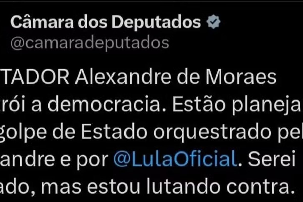 Em postagem no X, perfil da Câmara acusa Moraes de 'destruir a democracia'