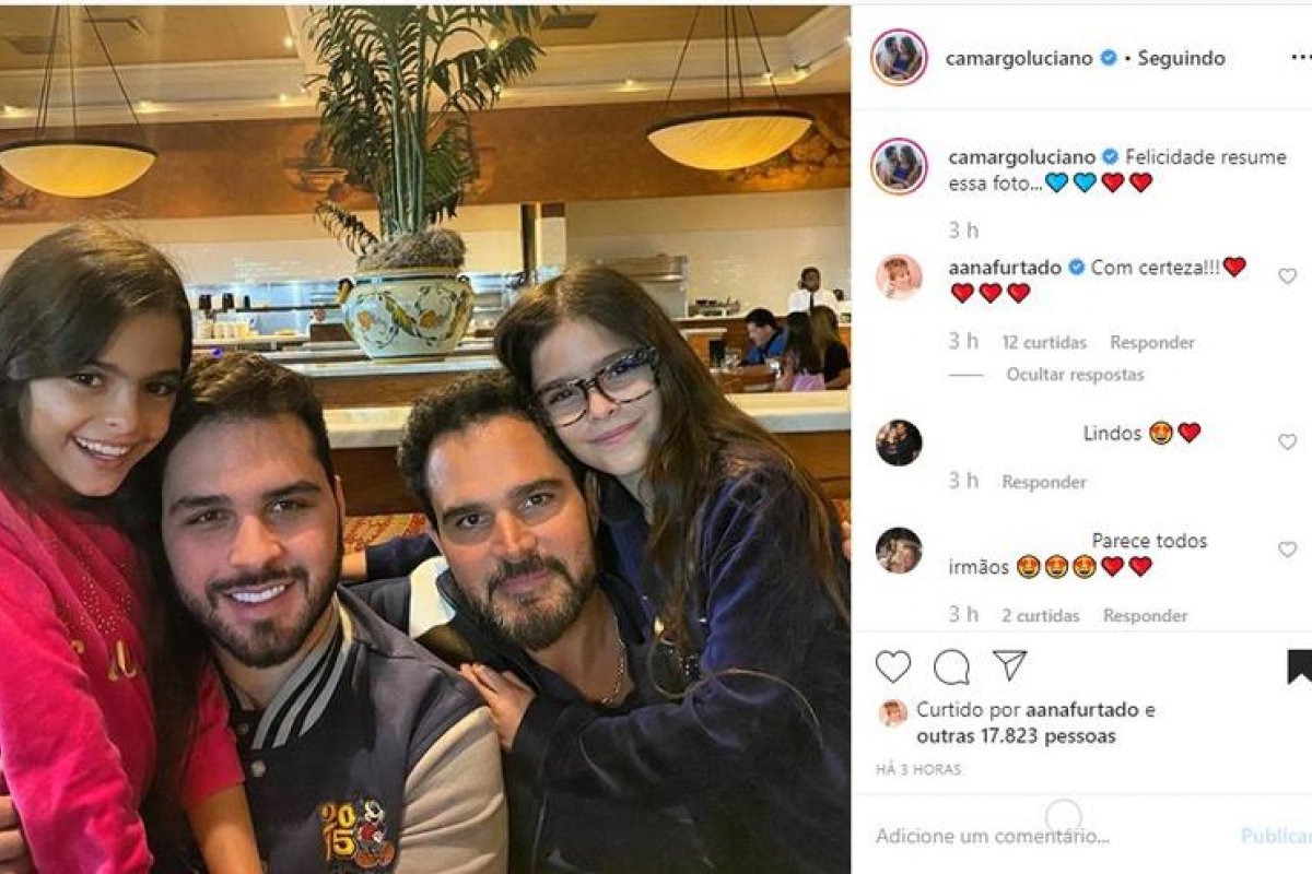 Luciano Camargo posta foto rara com os filhos
