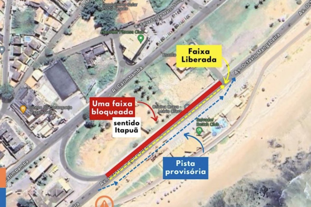 Obras alteram trânsito em trecho da Avenida Octávio Mangabeira, em Patamares