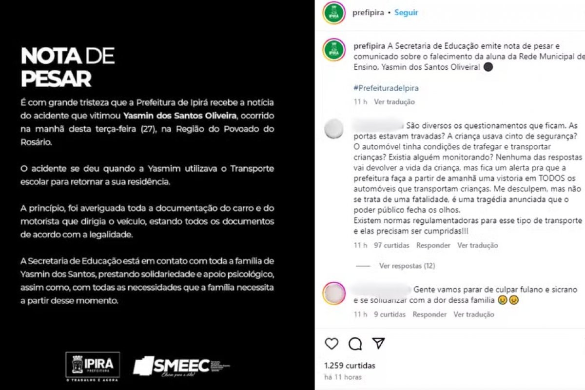 Criança morre depois de cair de ônibus escolar em movimento no interior da Bahia