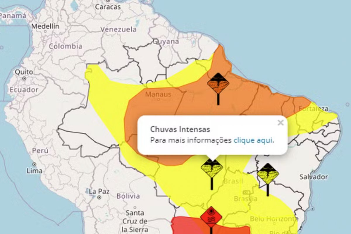 Inmet emite alertas de chuvas intensas em diversos estados brasileiros