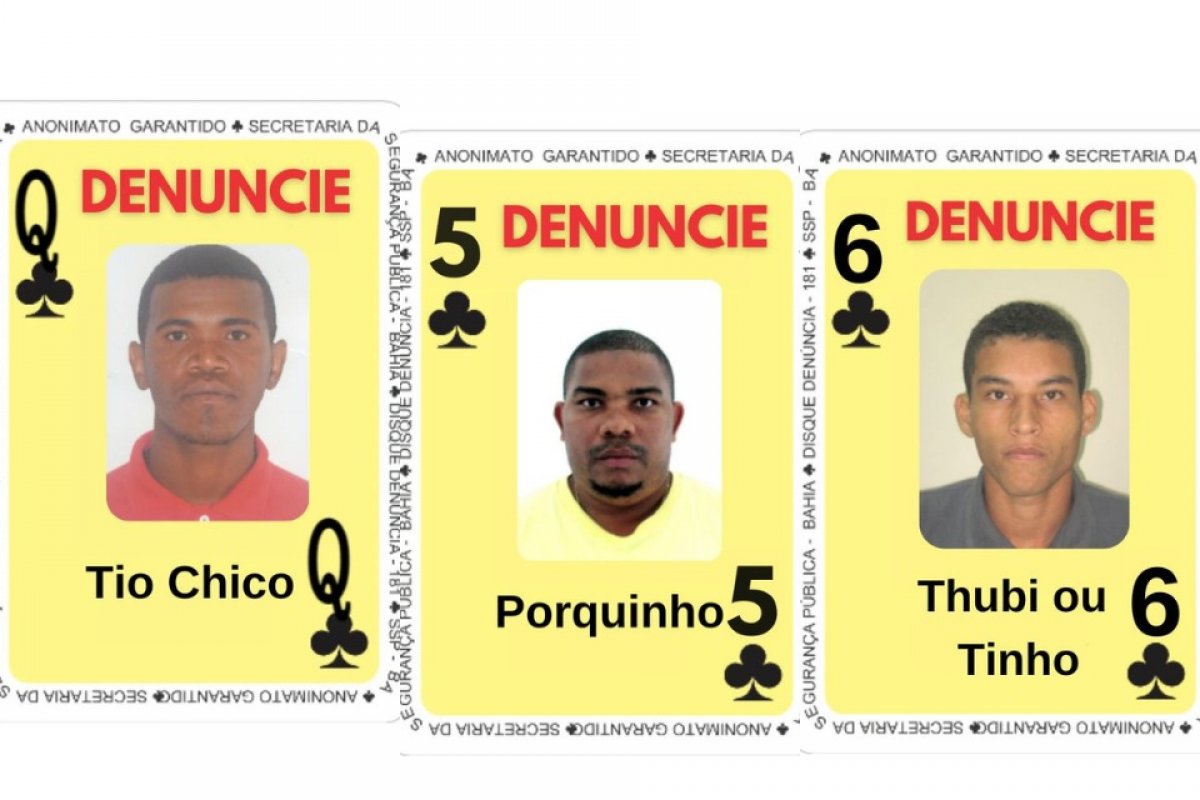 Três foragidos da Justiça são incluídos no Baralho do Crime da SSP