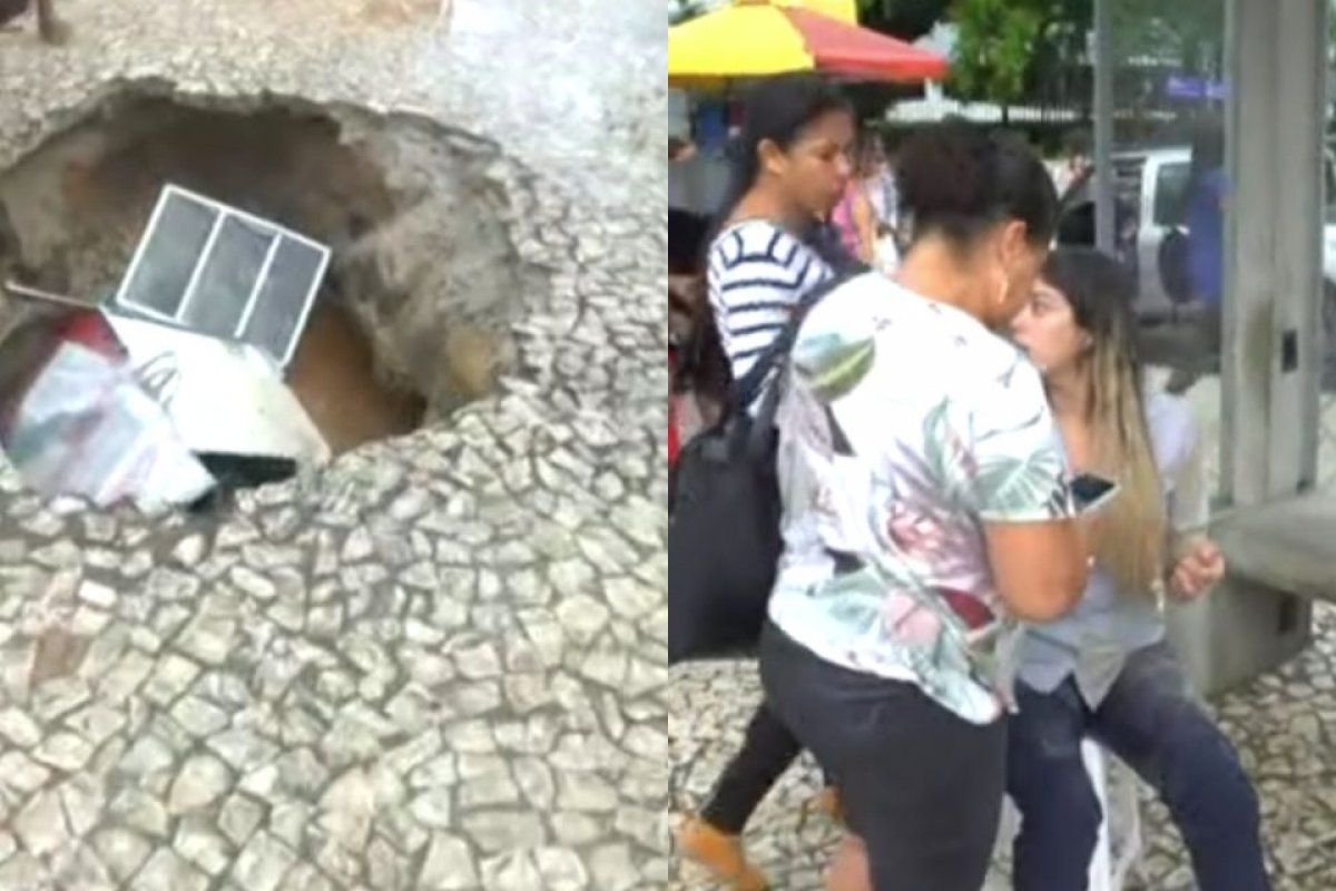 Quatro pessoas ficam feridas após calçada ceder na Avenida Centenário, em Salvador