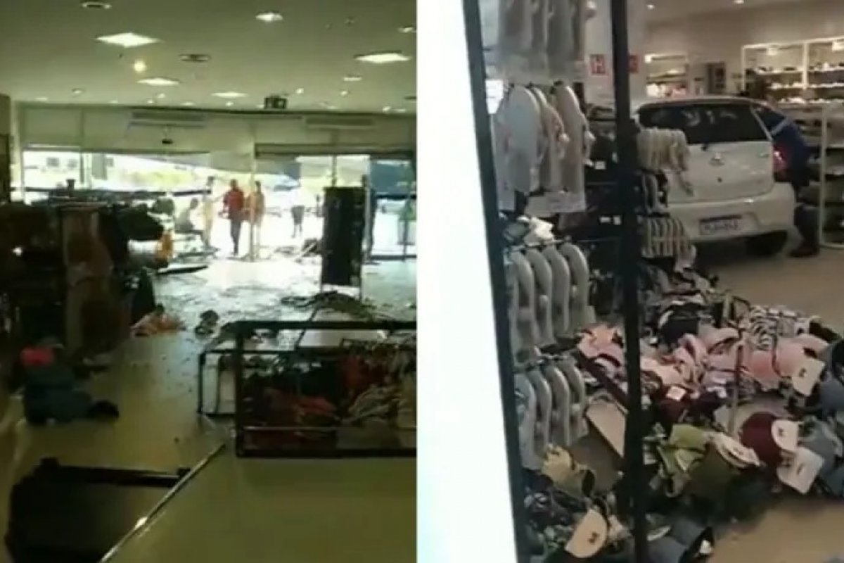 Vídeo: Carro invade loja de departamento em Shopping de Salvador