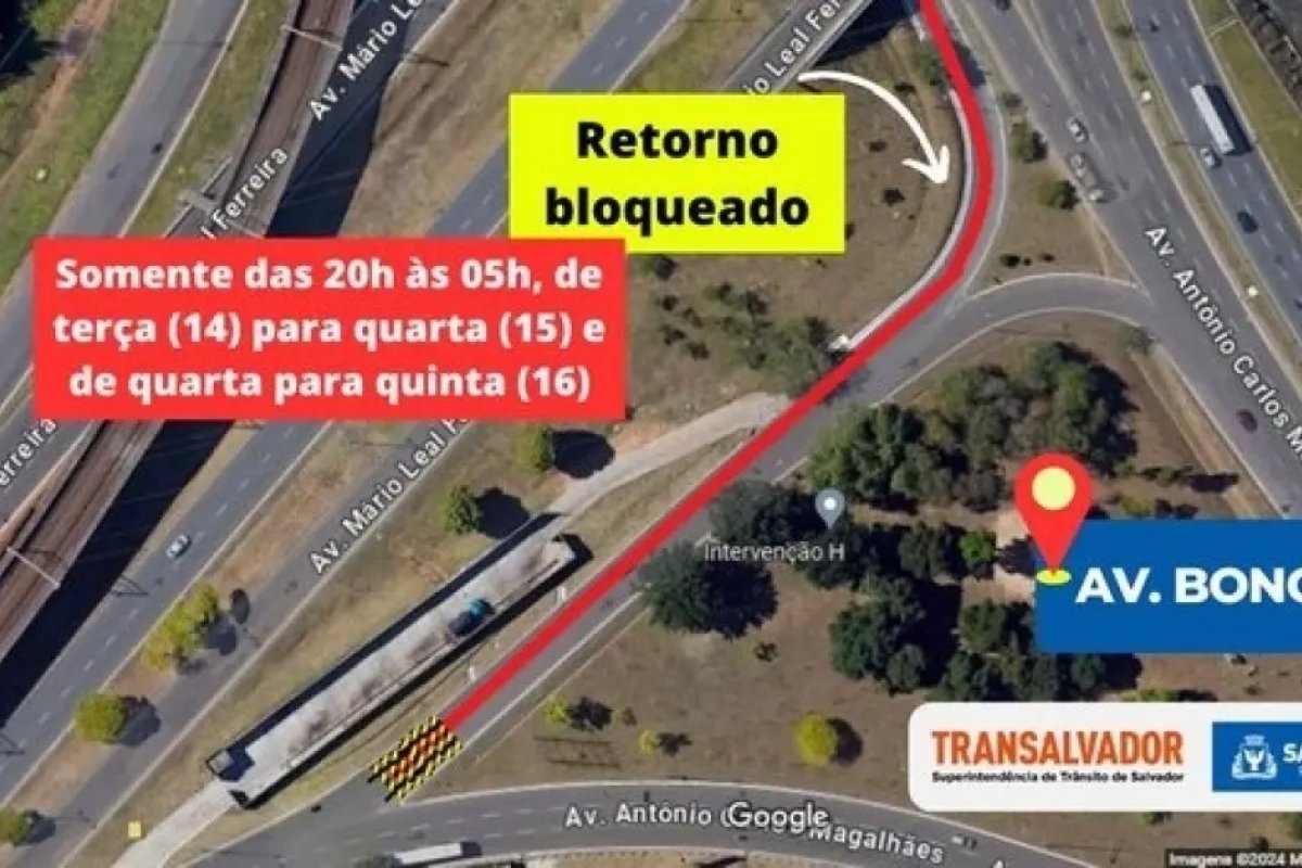 Trecho da avenida Bonocô será interditado nesta quarta-feira (15)