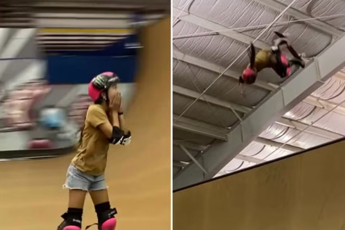Australiana de 14 anos comemora recorde no skate