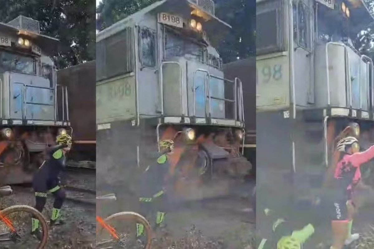 Ciclista posa para selfie próximo a trilhos de trem e é atingida