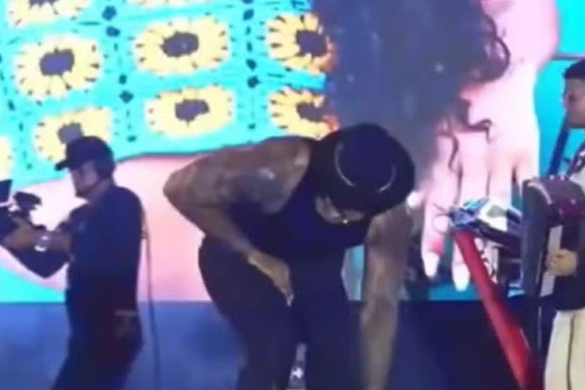 Vídeo: Leo Santana é atingido por celular nas partes íntimas durante show em Pernambuco