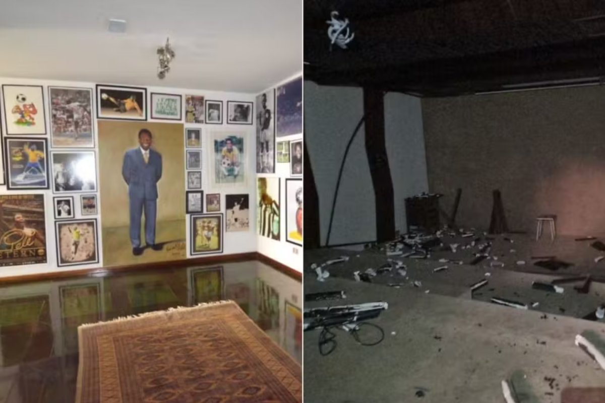 Drone mostra destruição de mansão de R$ 8 milhões de Pelé