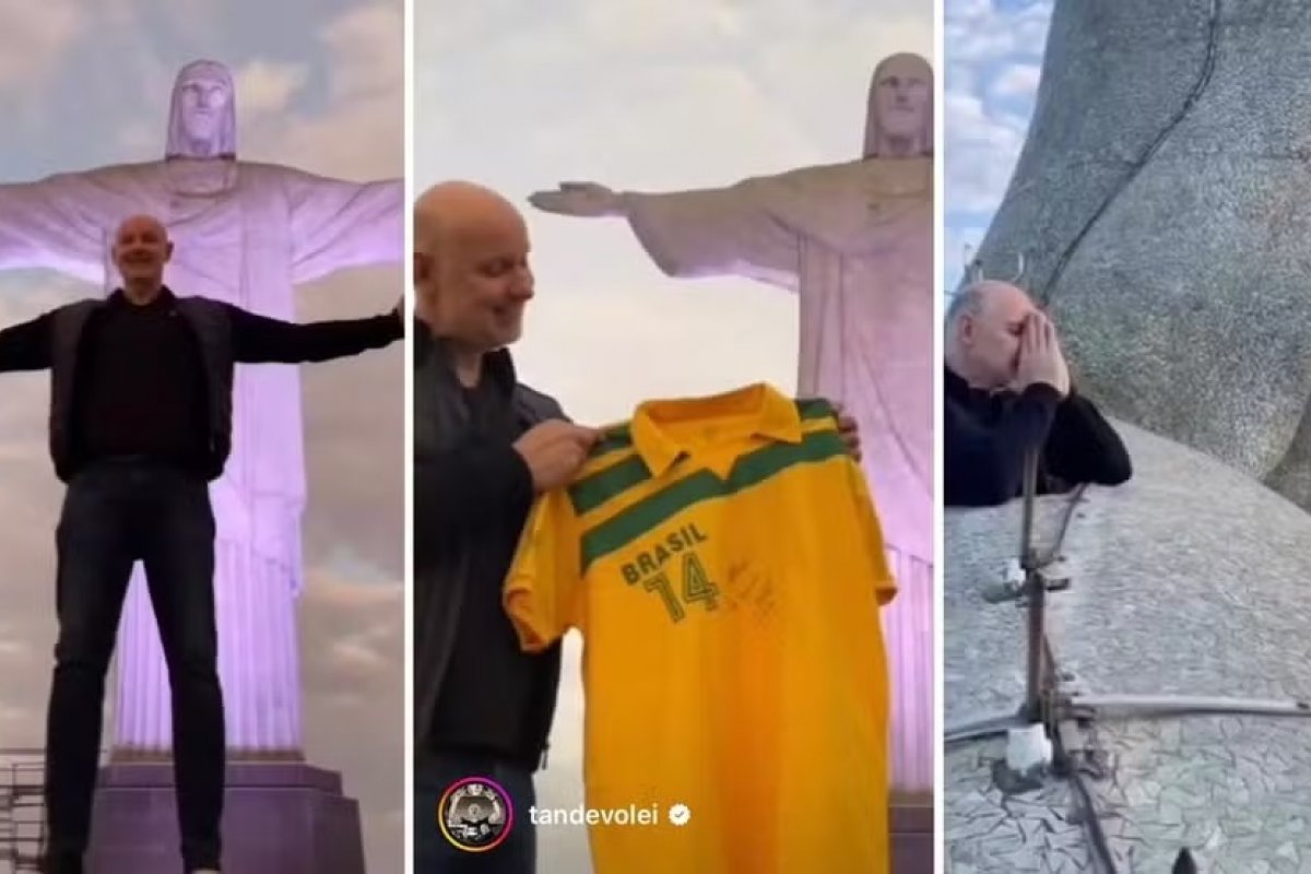 Tande visita Cristo Redentor após infarto e doa camisa do ouro olímpico: 'Estive do lado da morte, vim agradecer'