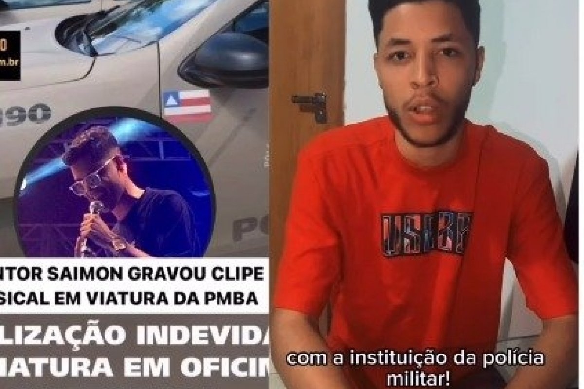 PM investiga clipe musical gravado dentro de uma viatura na Bahia
