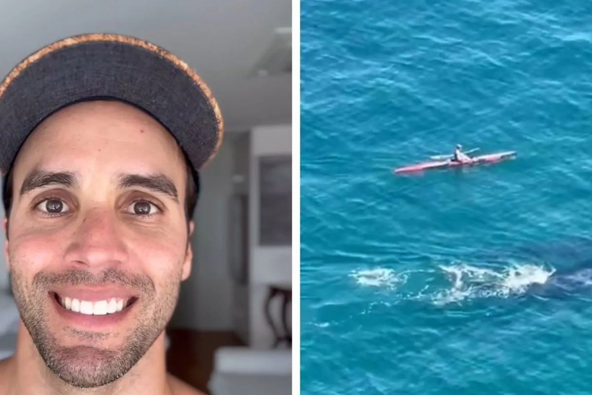 Daniel Cady registra baleias jubarte durante remada na Baía de Todos-os-Santos