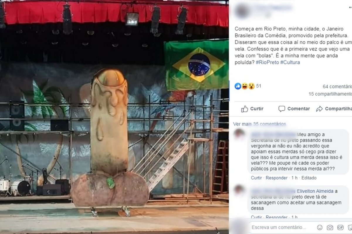 Vereador questiona cenografia de teatro com vela em formato de órgão sexual