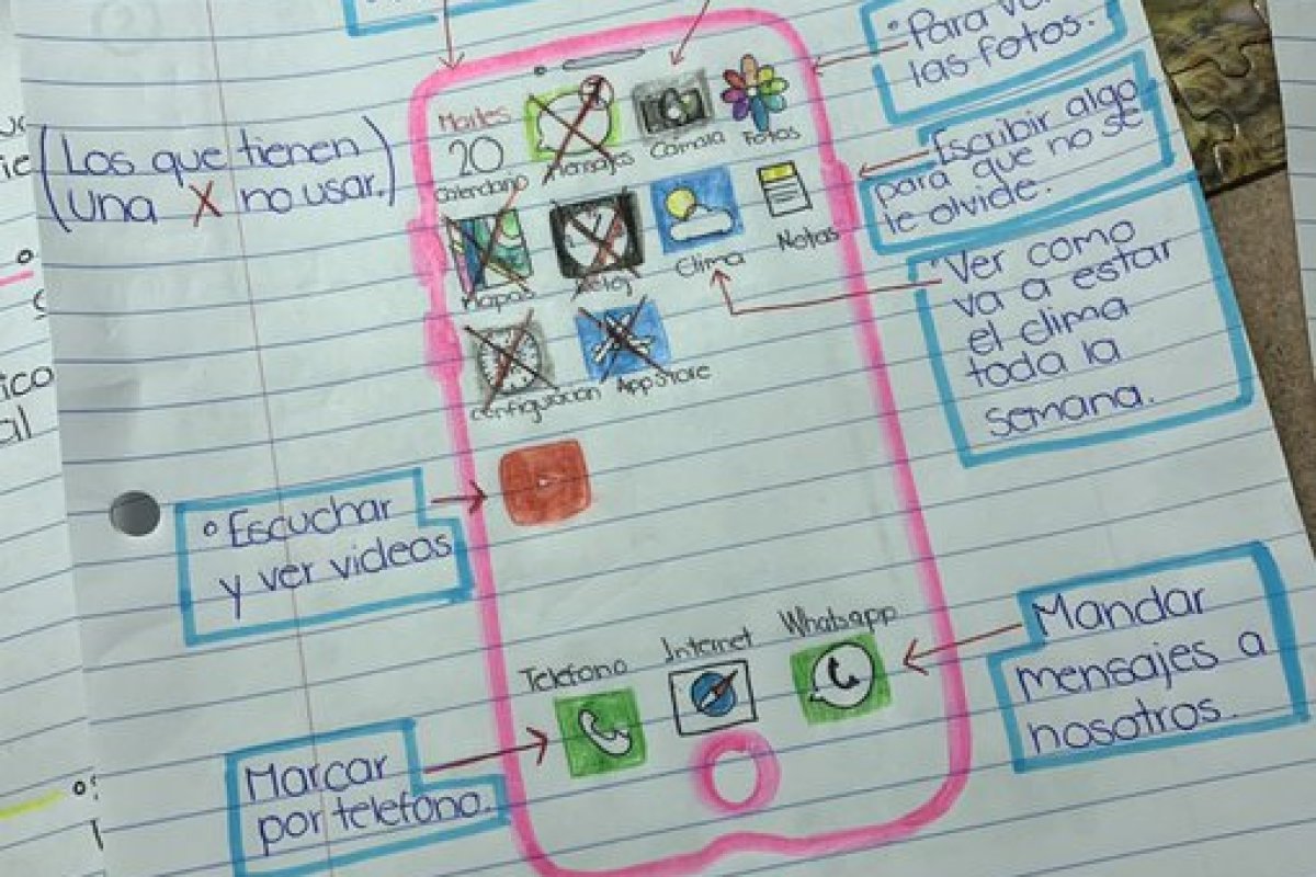 Para ensinar a avó aprender usar celular, jovem desenha e colore todo passo a passo