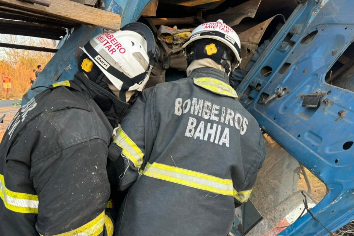 Motorista morre e corpo fica preso às ferragens de caminhão após acidente na BA-160