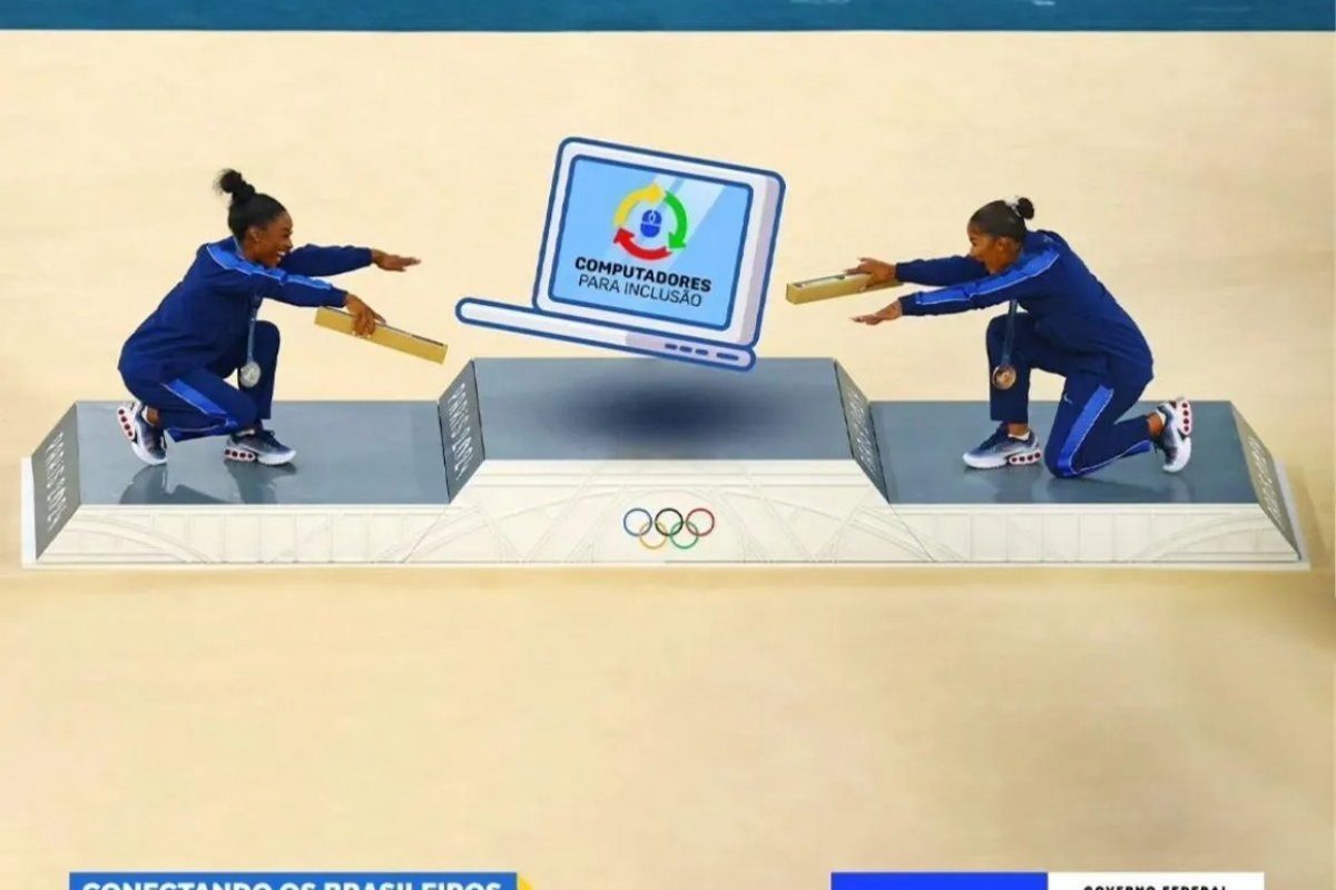 Ministério das Comunicações emite retratação após apagar Rebeca Andrade em foto do pódio