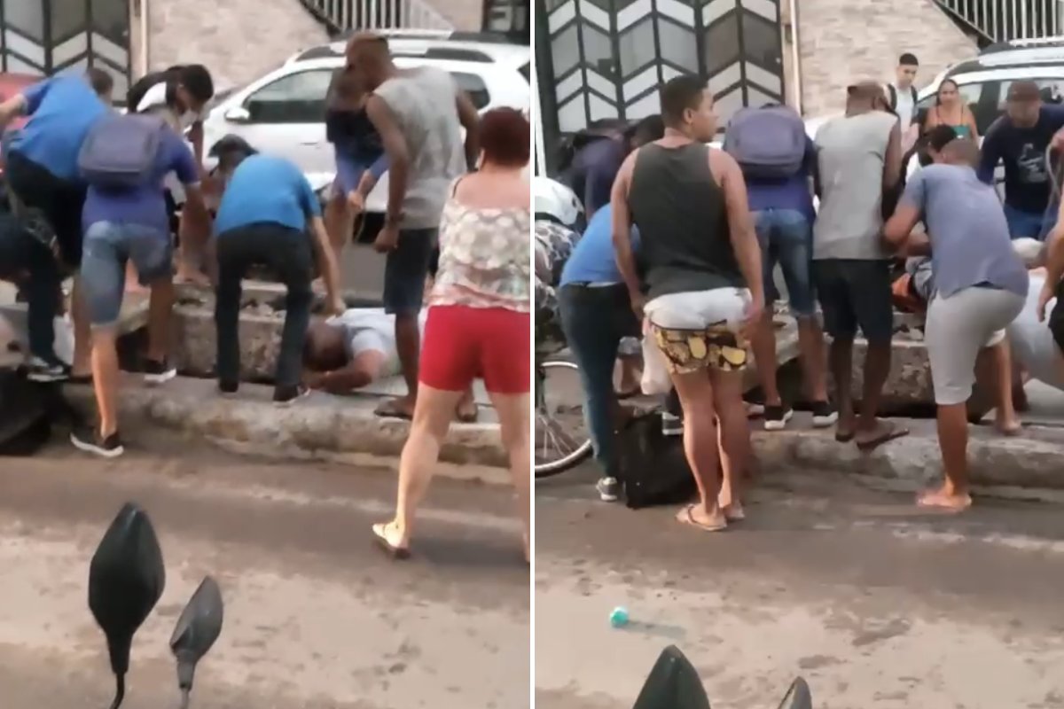Estudantes caem em buraco após cobertura de canal ceder em Salvador