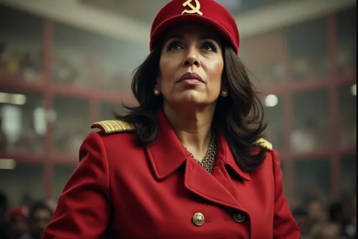 Elon Musk posta imagem falsa de Kamala Harris em “uniforme comunista”
