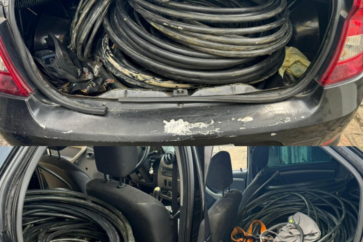 Três homens são detidos com quase 200Kg de cabos de energia em Muritiba