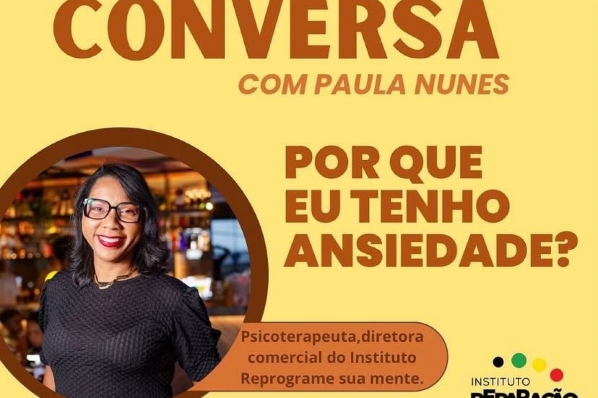 Instituto Reparação terá roda de conversa com psicoterapeuta nesta quinta-feira (3)