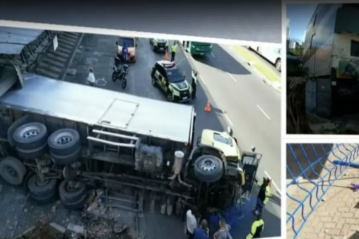 Carreta tomba e deixa trânsito lento na Avenida Vasco da Gama, em Salvador