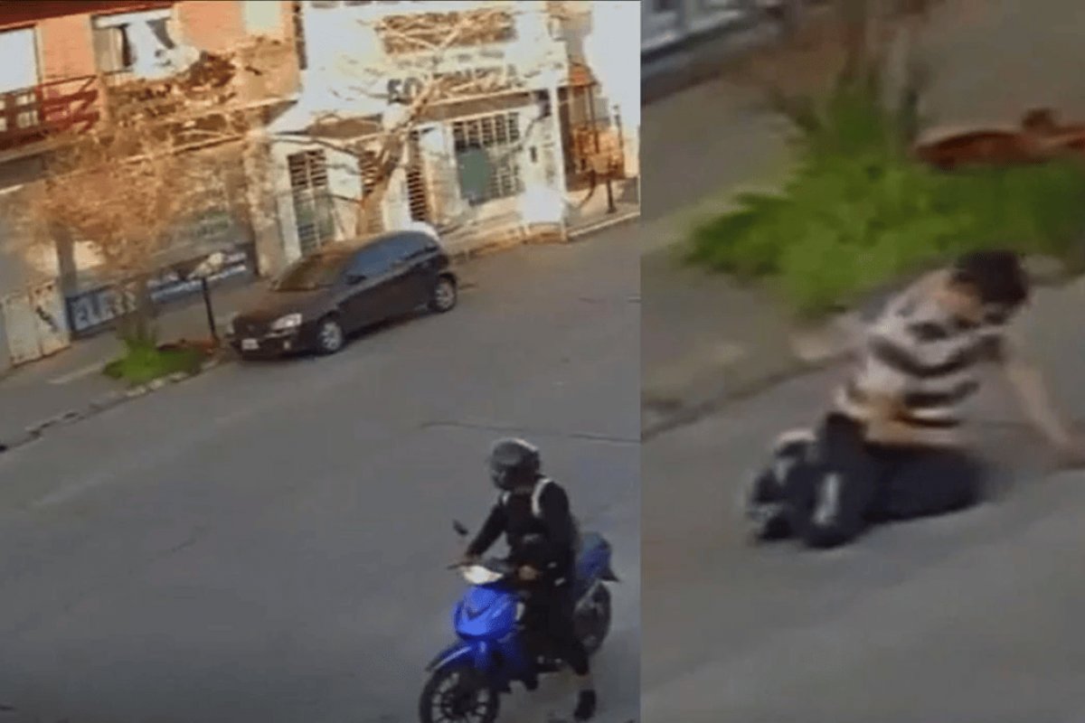 Vídeo: Entregador pula de prédio e evita que sua moto seja roubada na Argentina