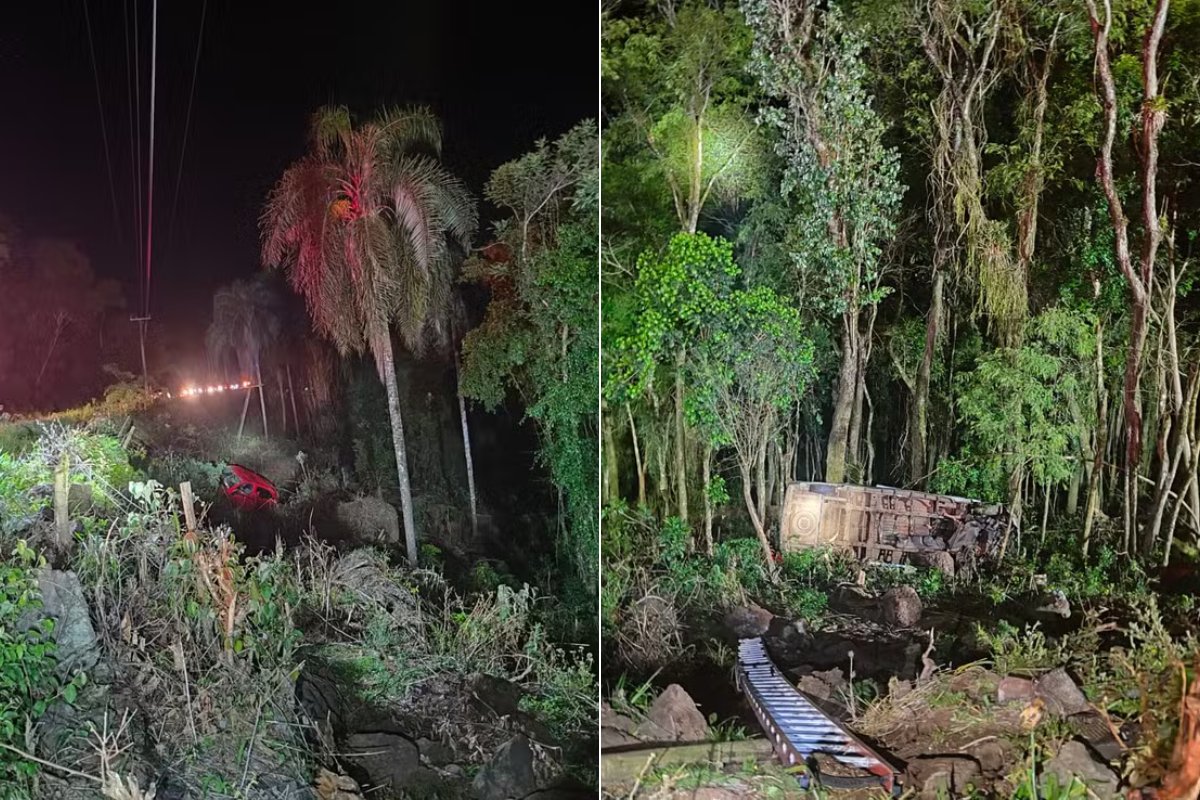 Sete pessoas ficam feridas em acidente entre carro e van de banda em Santa Catarina