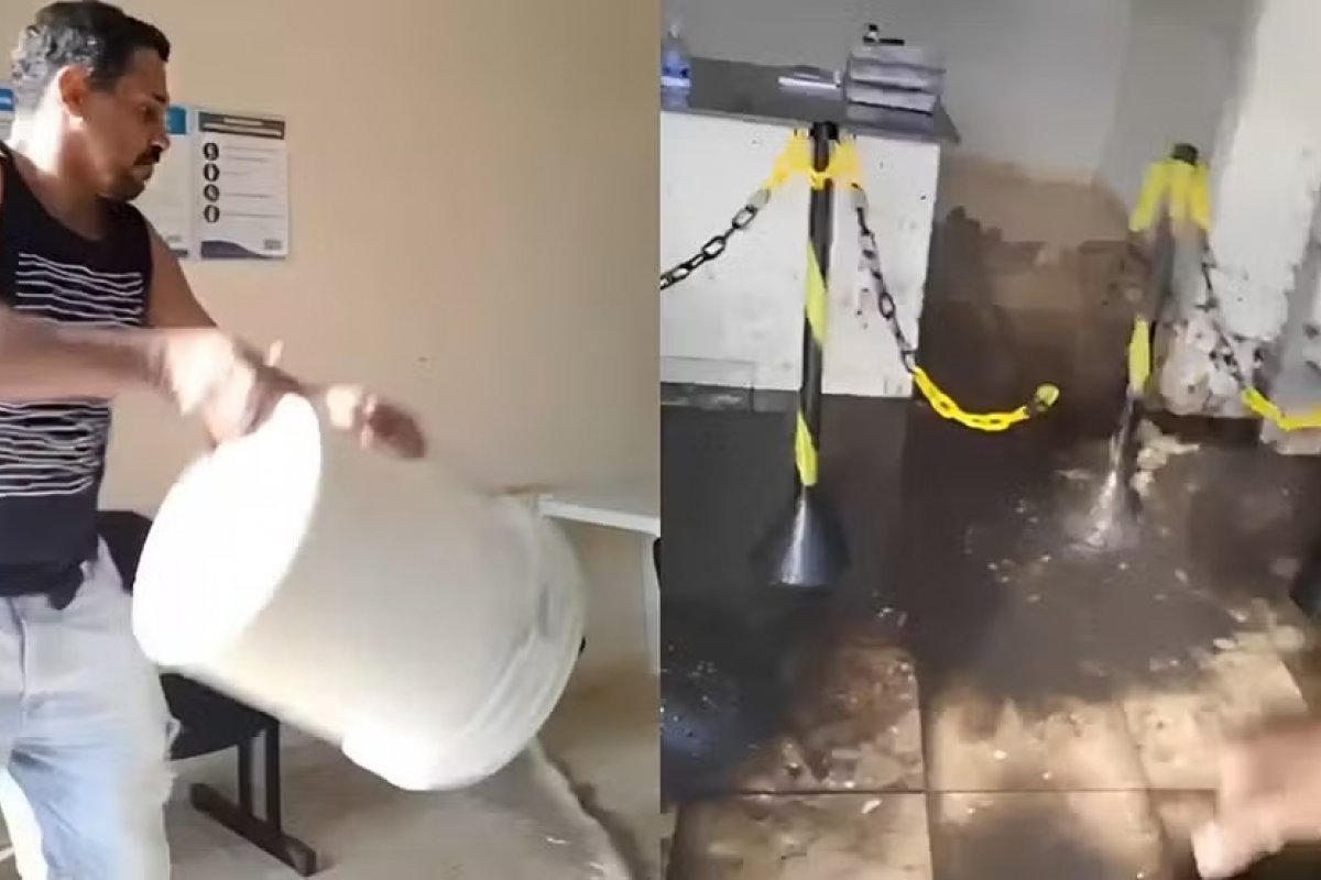 Morador joga esgoto em sede de companhia de saneamento no interior de MG; homem teve a casa alagada