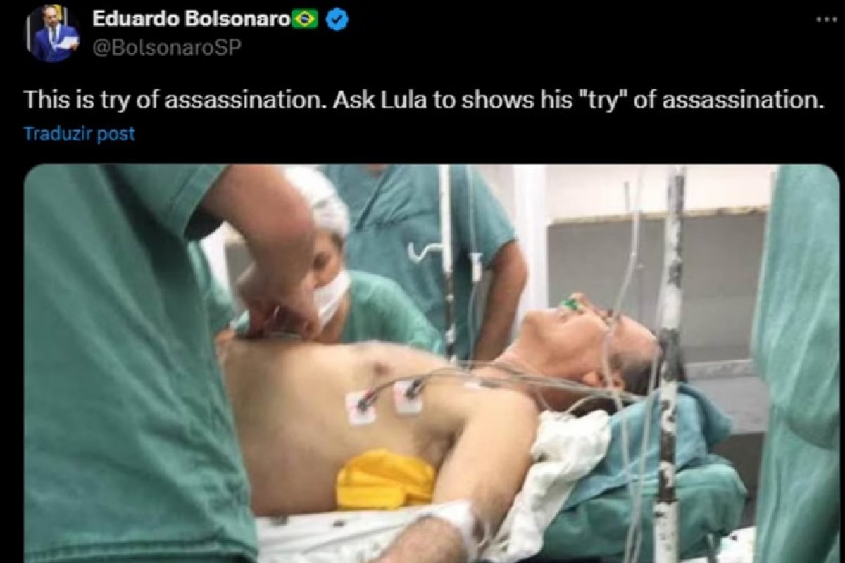 Eduardo Bolsonaro relembra facada e desdenha plano para assassinar Lula