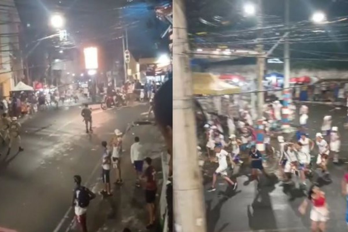 Torcida organizada Bamor se envolve em confusão com PM-BA no pós jogo do Bahia contra Athletico-PR