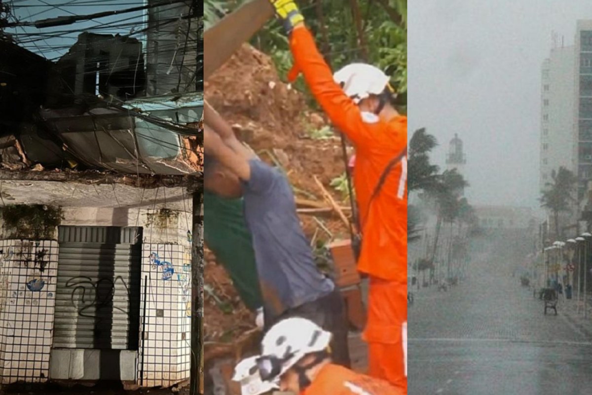 Vias são interditadas em Salvador após desmoronamento e deslizamento de terra
