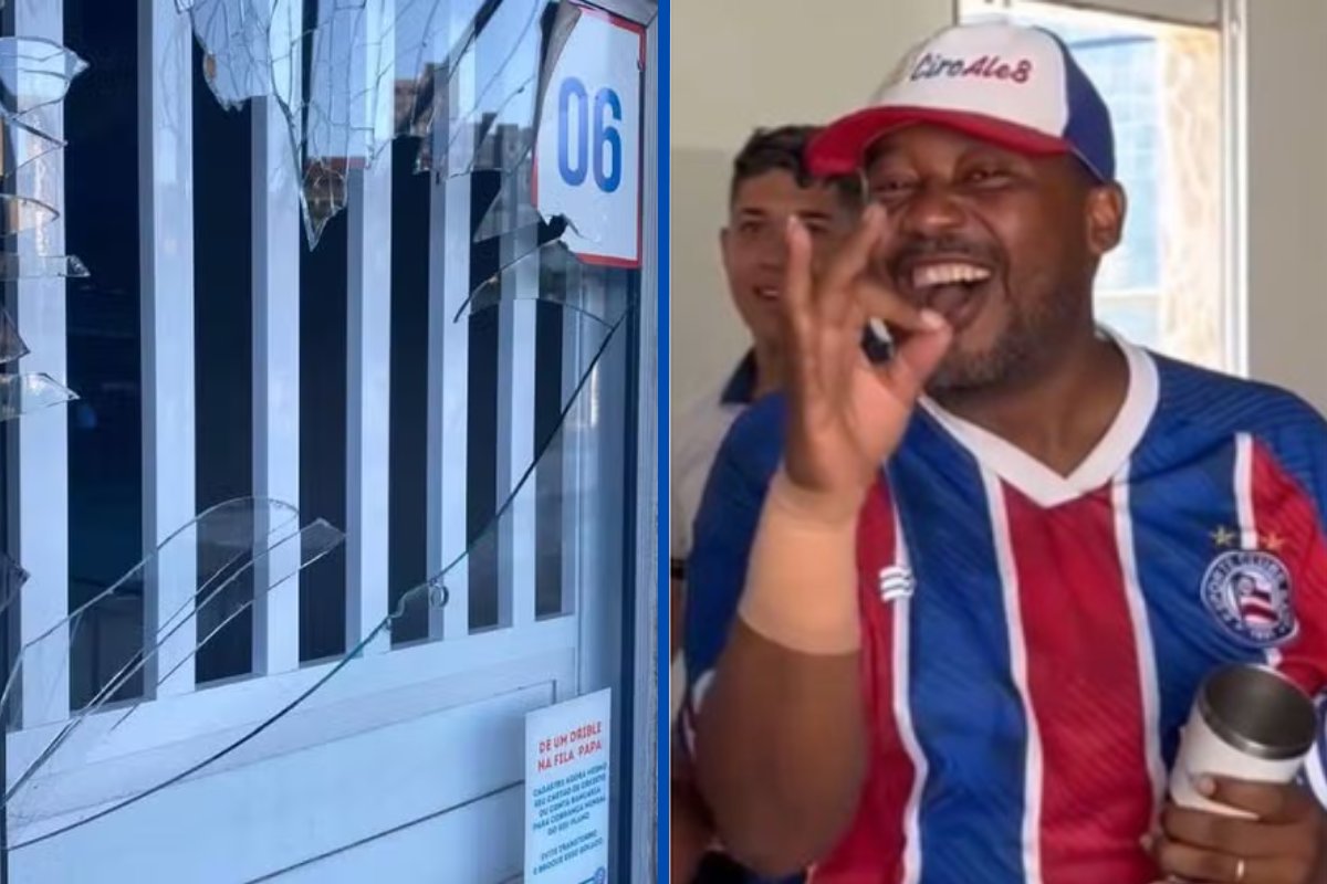 Torcedor do Bahia é detido após quebrar vidro e ferir atendente da Arena Fonte Nova em Salvador