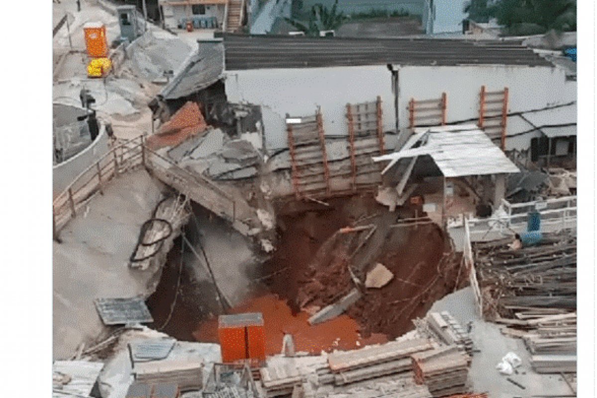 Vídeo: Cratera é aberta em canteiro na construção da futura Linha 6-Laranja do Metrô, em São Paulo