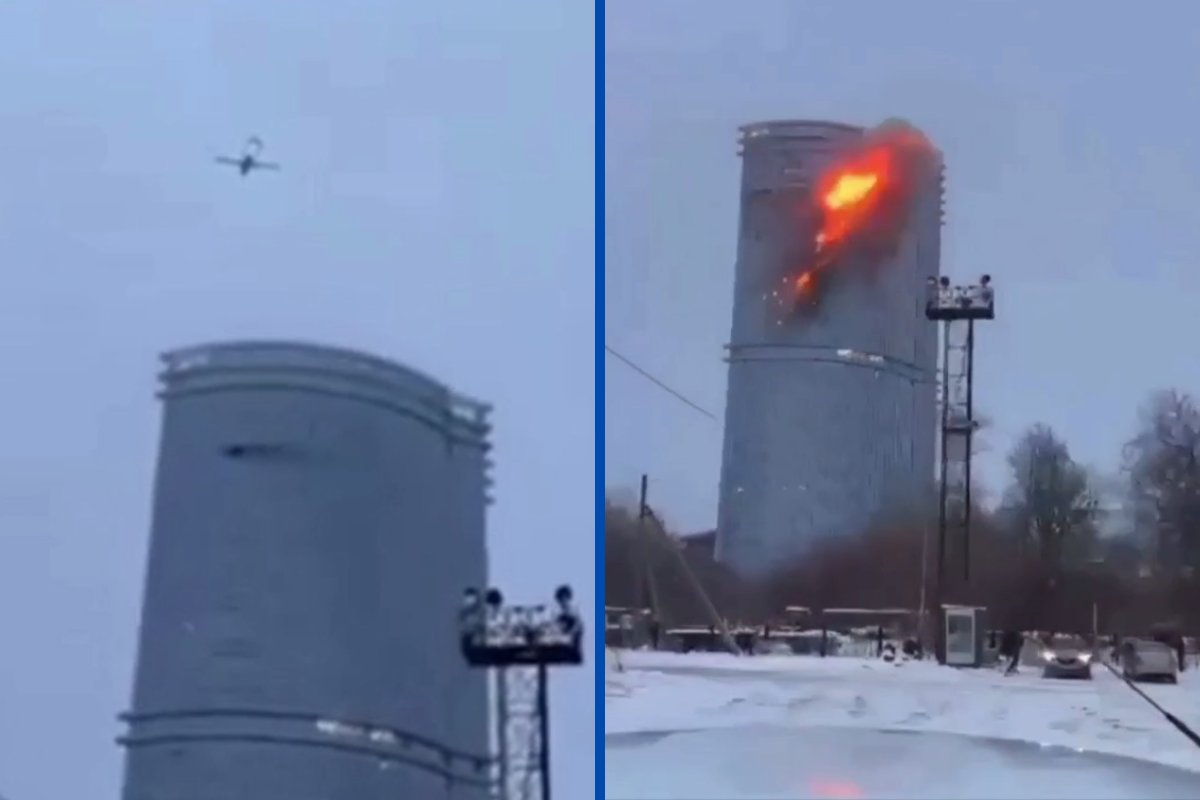 Vídeo: ataque com drones atinge prédio residencial e causa explõsoes na Rússia